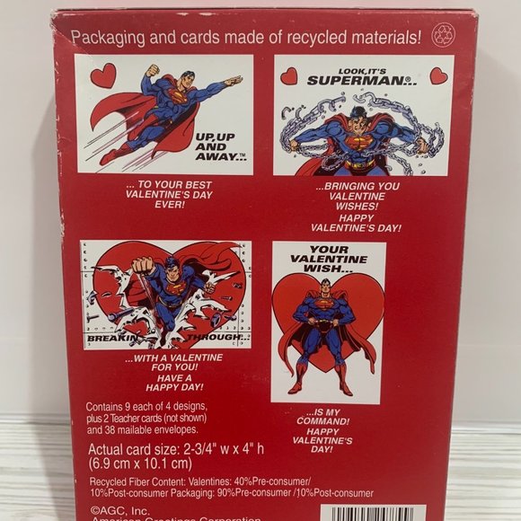 Vintage American Greetings Superman Valentine Cards NIB - Picture 6 of 6